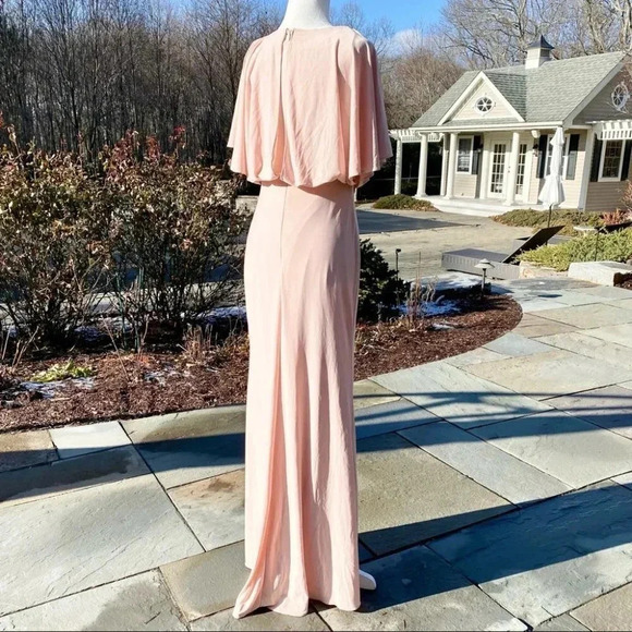 NWT Anthropologie BHLDN Lena Jersey Flutter Sleeve Maxi Dress Wedding MOB Pink - Picture 10 of 13